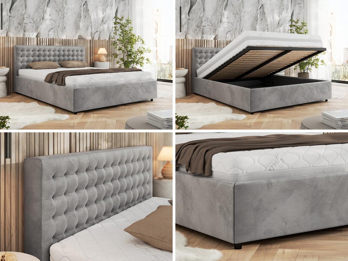 POLSTERBETT PAVO CLASSIC 180/200 - Hellgrau Velvet - Multipocket-Matratze - Hellgrau, Textil (180/200cm) - MKS
