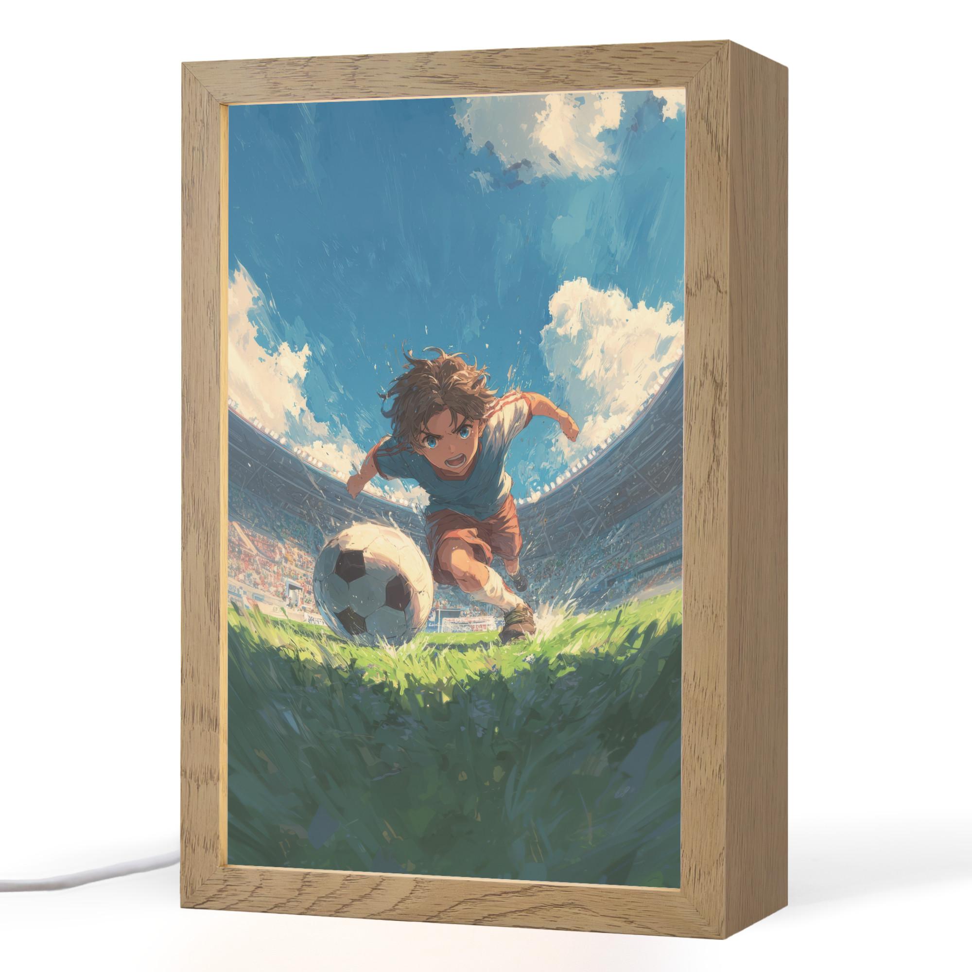 NACHTTISCHLAMPE Stadion - Fußballer - Ball 20x30 cm - Blau, Holzwerkstoff (8/20/30cm) - OnlyWow
