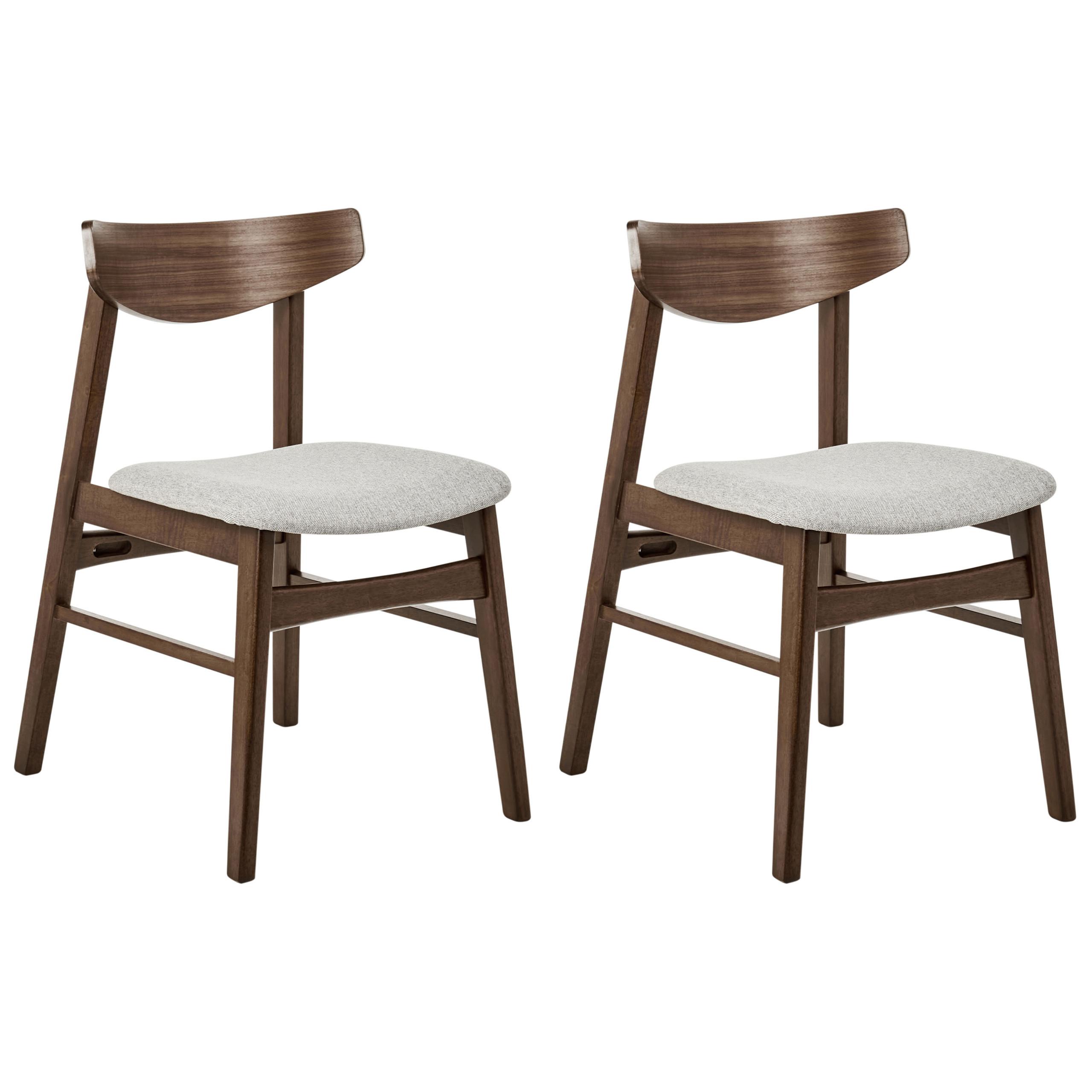 ESSZIMMERSTUHL 2er-Set Holz Braun/Grau Smiley - Hellgrau, Holz (48/75/52cm) - Beliani