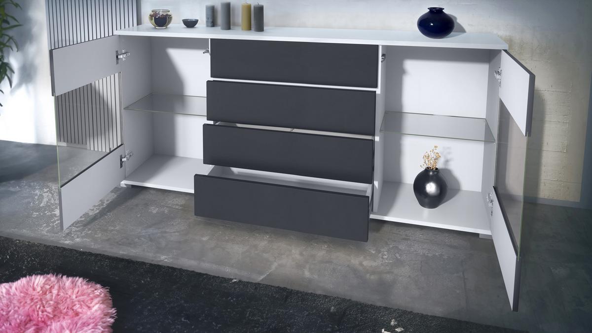SIDEBOARD Bari Bordeaux Hochglanz - Bordeaux, Holzwerkstoff (166.5/75.5/35cm) - Vladon
