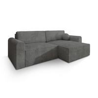 ECKSOFA FIANO P Grau Kordstoff mit Schlaffunktion - Grau, Holz/Kunststoff (245/148cm) - MASSENO