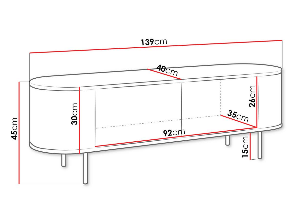 TV-LOWBOARD Lygrint 140 2D - Eichefarben/Goldfarben, Holzwerkstoff/Metall (139/45/40cm) - MIRJAN24