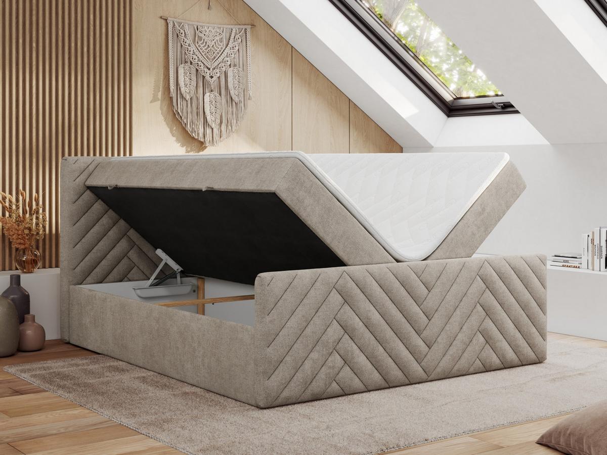 BOXBETT PARIS DUO 200/200 - Beige Struktur - H3 - Beige, Holz/Textil (200/200cm) - MKS