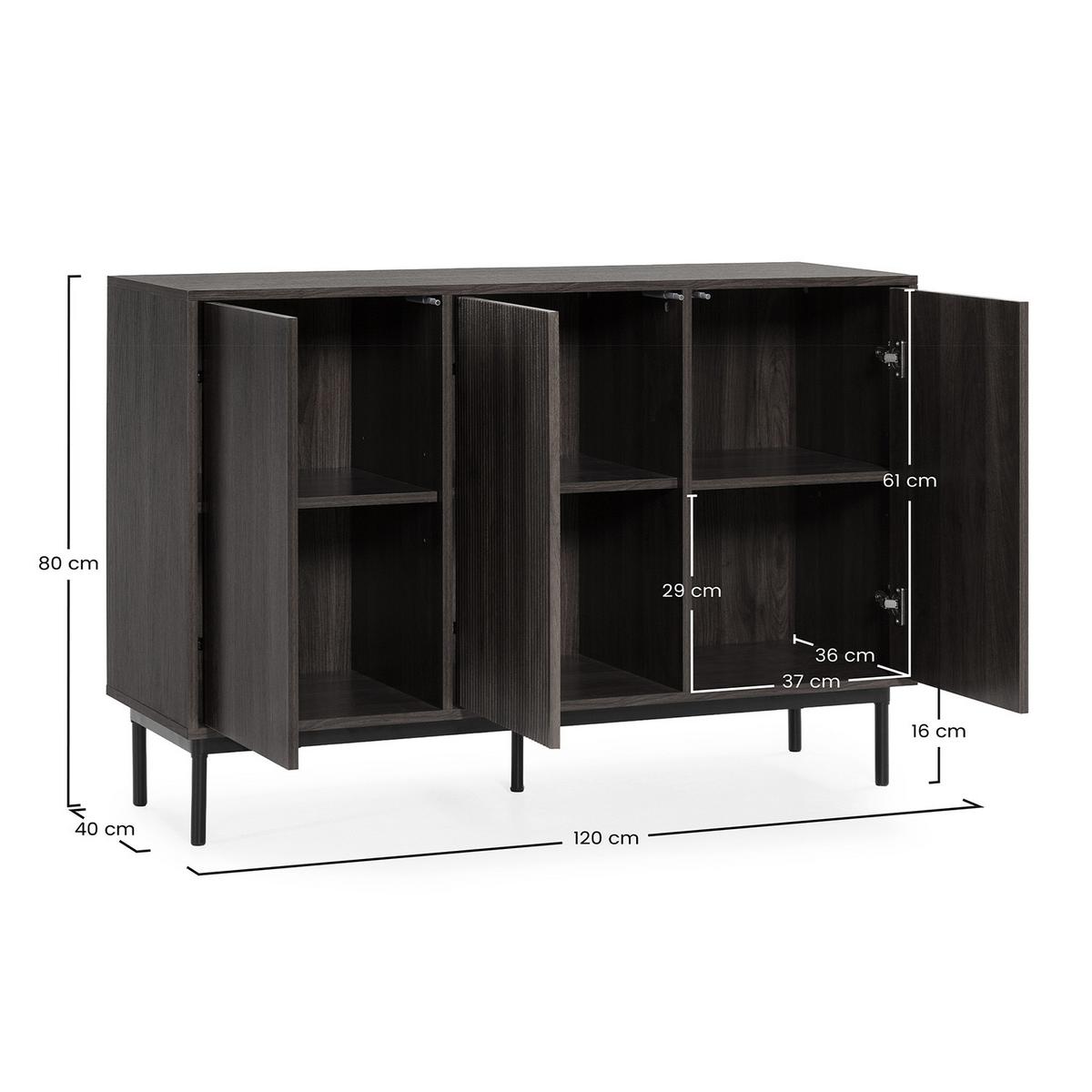 SIDEBOARD Florida 3 türen Walnuss-Optik - Walnussfarben, Holzwerkstoff (120/80/40cm) - VS Venta-stock