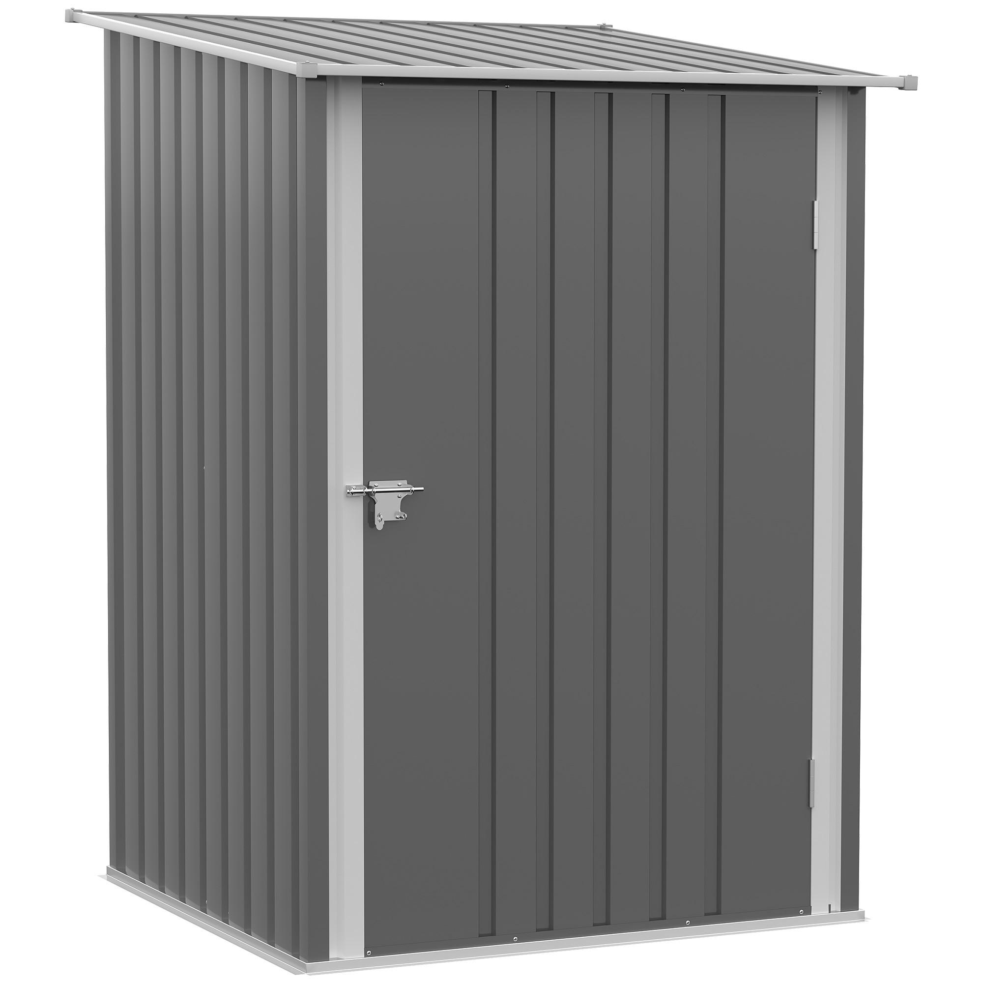 GERÄTEHAUS aus Stahl, 0,92 m² Geräteschuppen mit Pultdach für Balkon Grau - Grau, Metall (103/160/100cm) - Outsunny