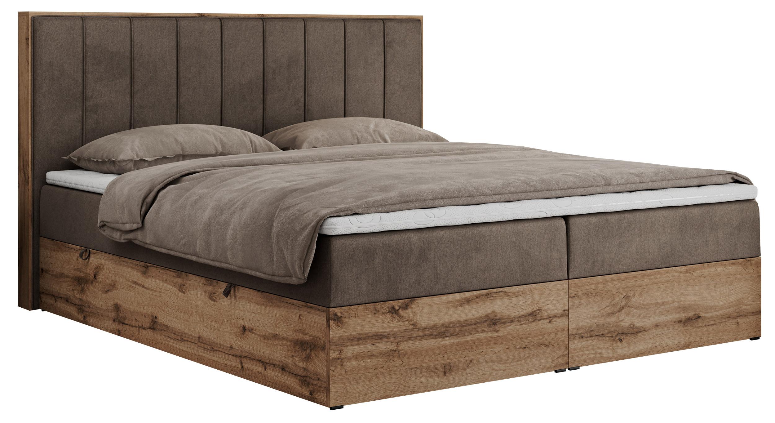 BOXBETT BELLISSIMO 160/200 Braun Velvet - H4 - Braun, Holz/Textil (160/200cm) - MKS