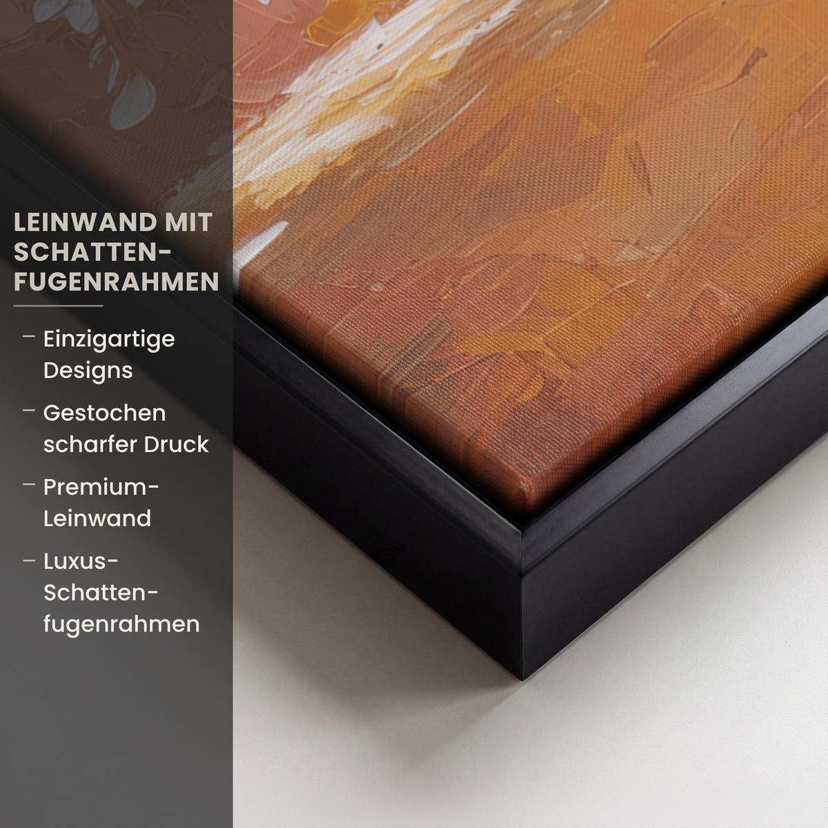 LEINWAND Bilder mit Rahmen - Abstrakt - Baum - Weiß - Blätter - 50x50 - Braun, Textil (50/50cm) - MuchoWow