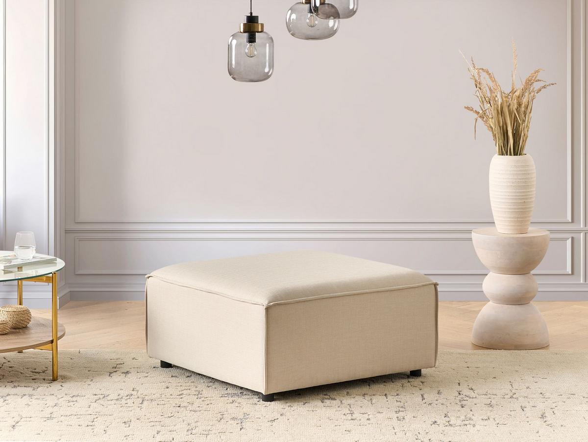 OTTOMANE Stoff Beige Ardal - Beige, Textil (86/45/86cm) - Beliani