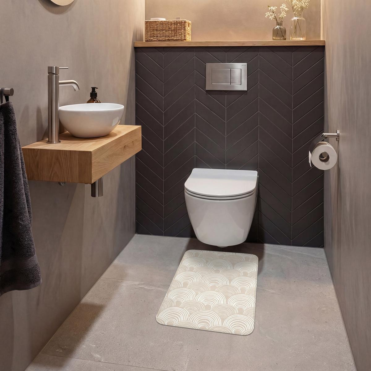 WC-VORLEGER Wellen - Textur - Beige WC Teppich 40x60 cm - Kaschmir, Textil (40/1cm) - OnlyWow