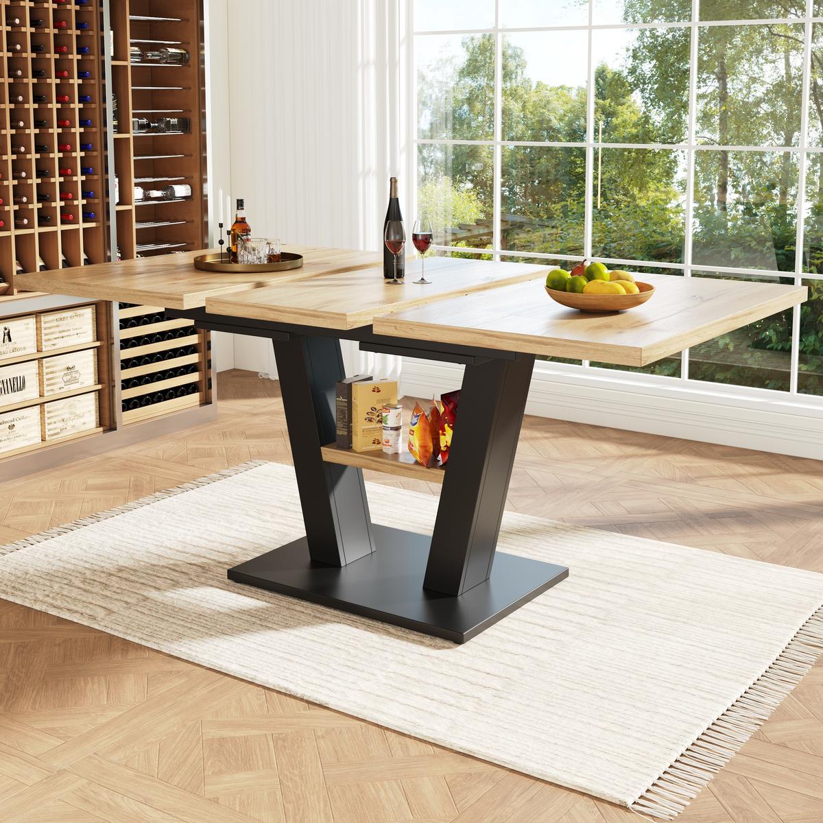 ESSTISCH Schwarzes und natürliches Holz 157/70/75 cm - Weiß, Holz/Metall (70/157/75cm) - Urban Meuble