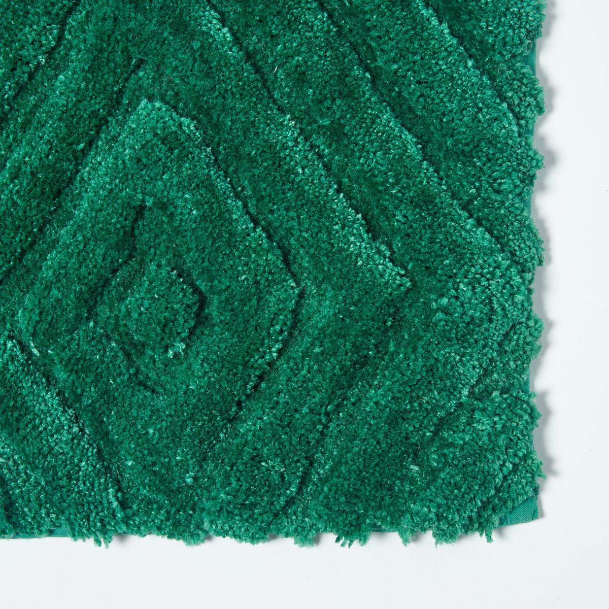 BADEMATTE 50/80 cm Rautenmuster, Hochflor - Grün, Textil (50/80cm) - Homescapes
