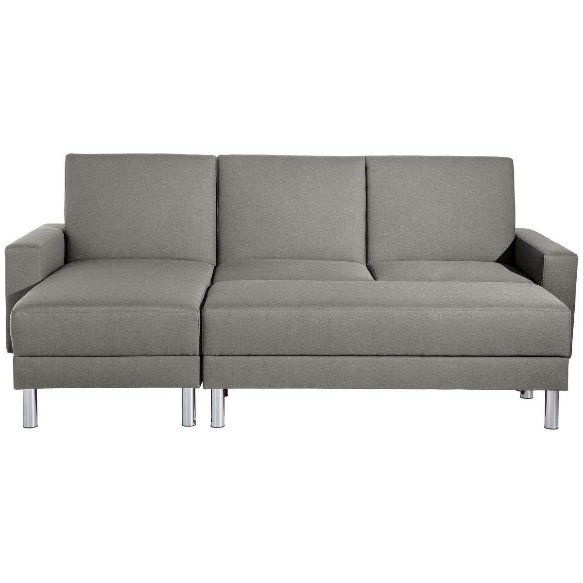 FUNKTIONSSOFA mit Hocker Katryna Flachgewebe hellgrau - Hellgrau, Kunststoff (144/92/230cm) - 58aufmkessel