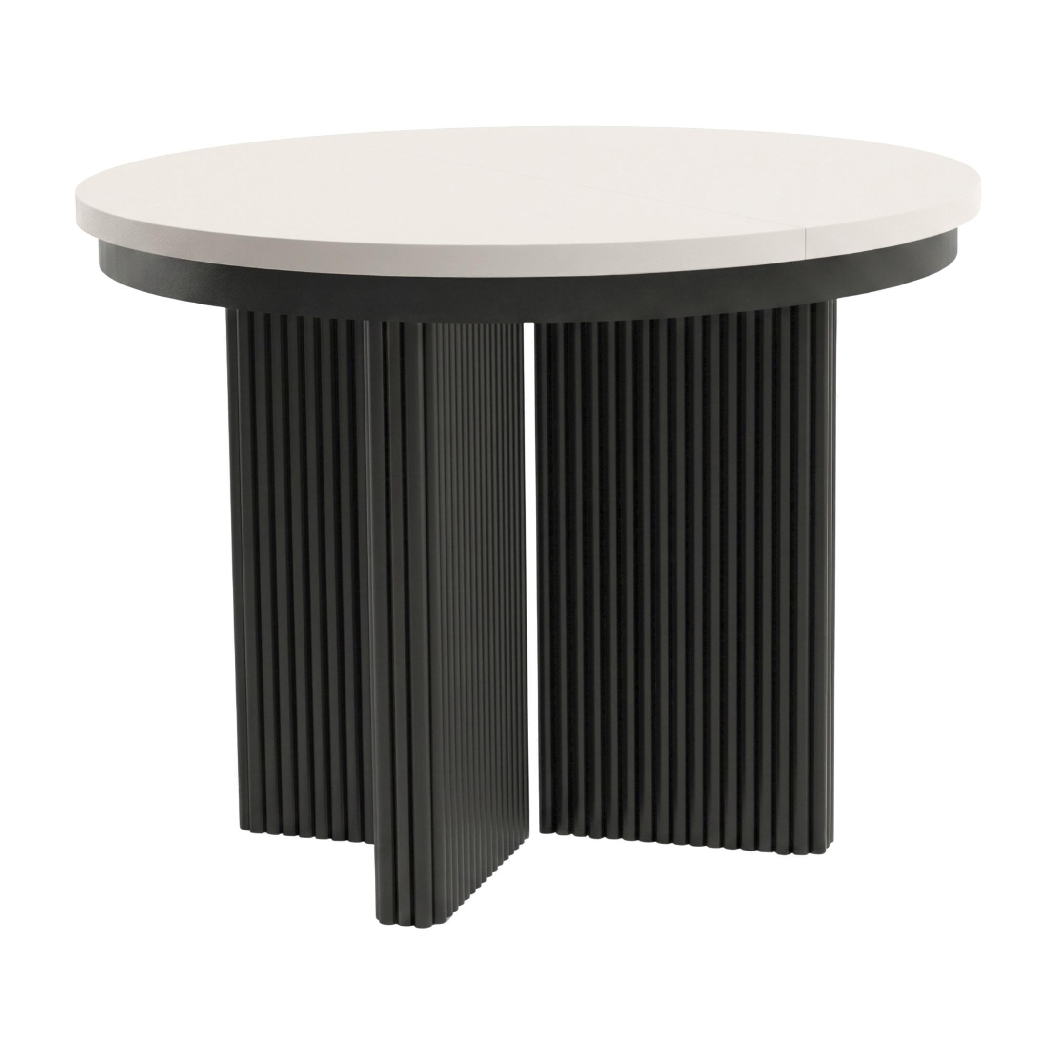ESSTISCH Prestige runder Design-Tisch, ausziehbar Ø 100–180 cm, Kaschmir+Schwarz - Kaschmir/Schwarz, Metall (100/100/77cm) - Beautysofa