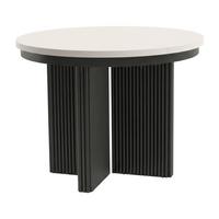 ESSTISCH Prestige runder Design-Tisch, ausziehbar Ø 100–180 cm, Kaschmir+Schwarz - Kaschmir/Schwarz, Metall (100/100/77cm) - Beautysofa