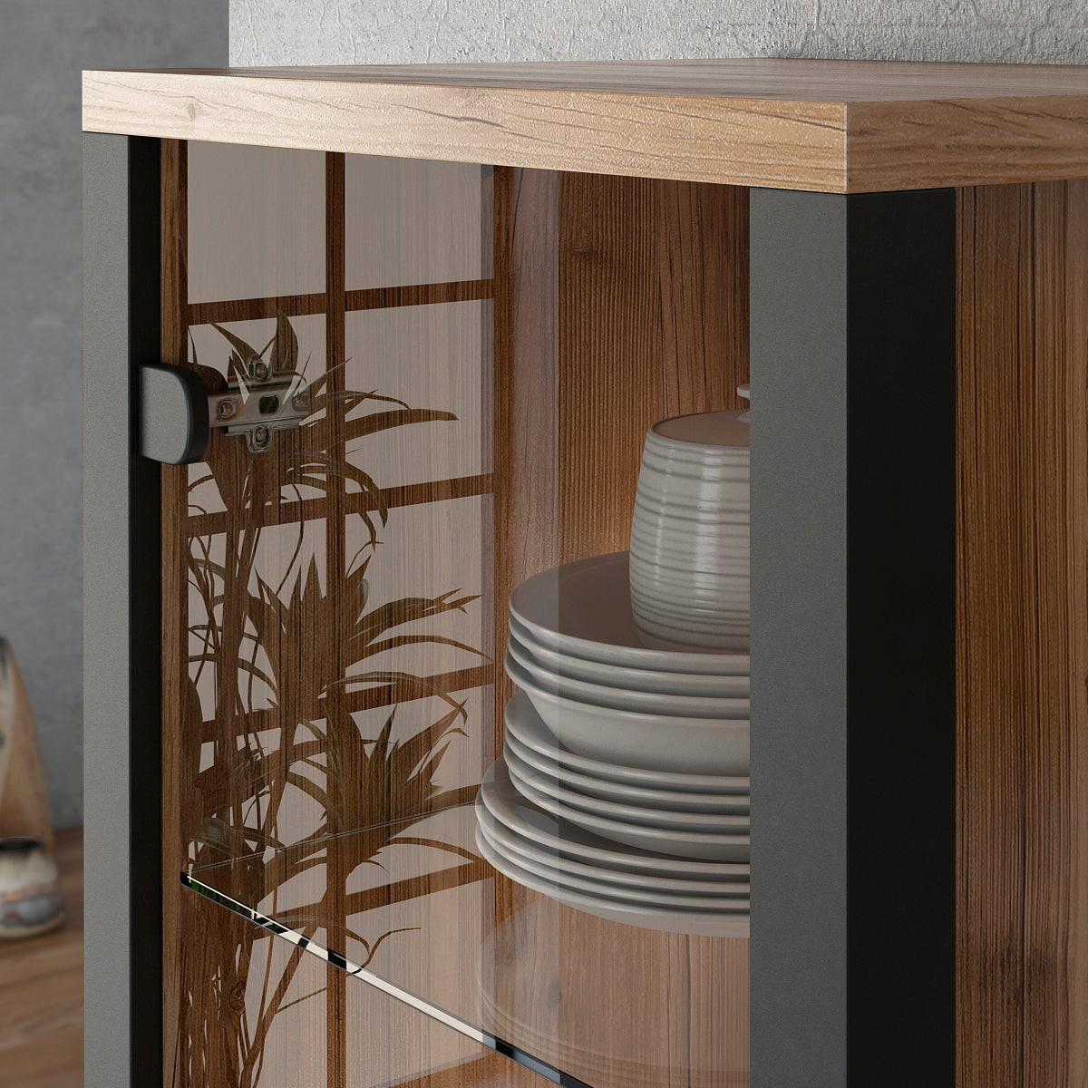 VITRINE Lyam Holz und Schwarz - Schwarz, Holzwerkstoff (56/191/43cm) - Petits-meubles