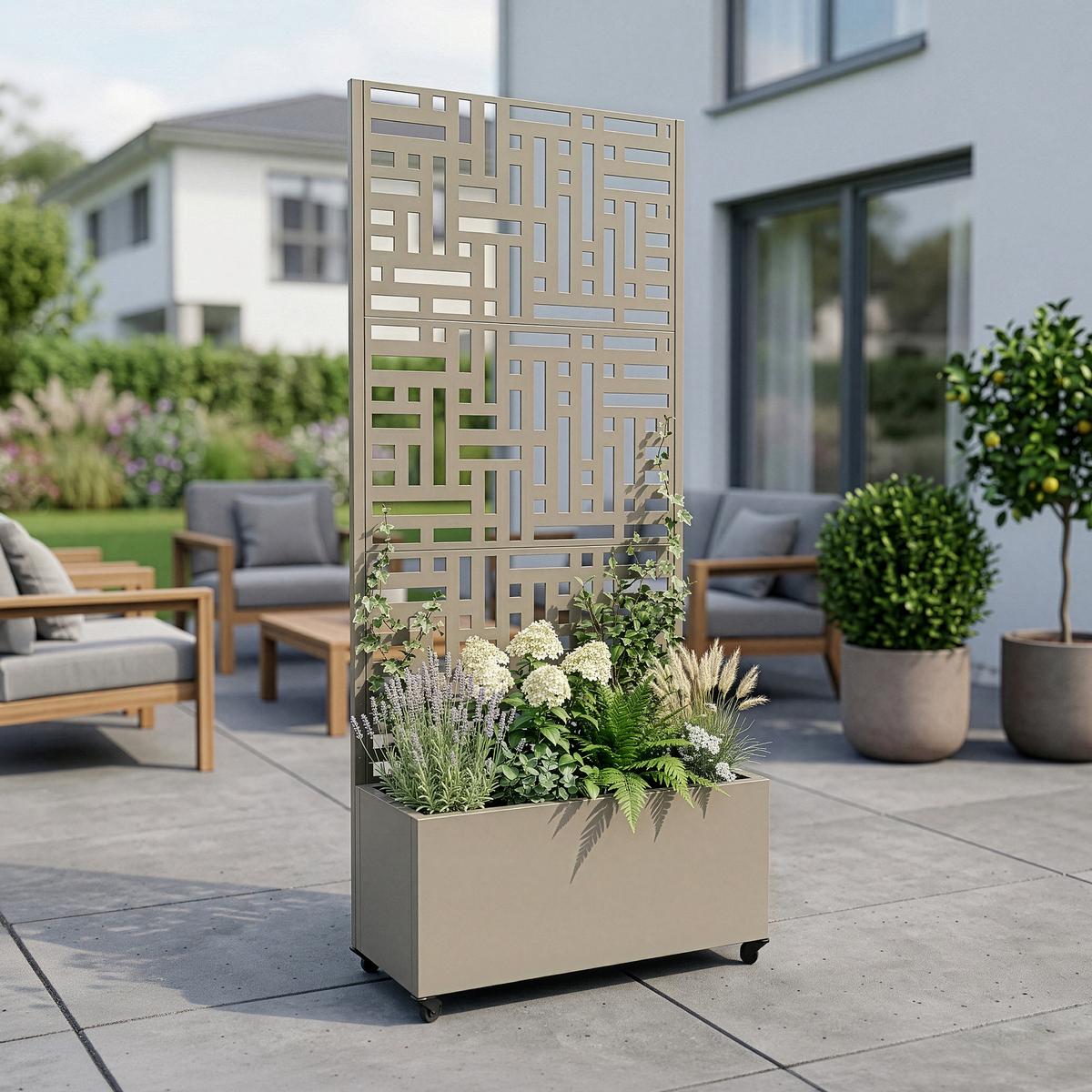 BLUMENKASTEN mit Trennwand Bernalda - Beige, Metall (82/190/38cm) - casa.pro