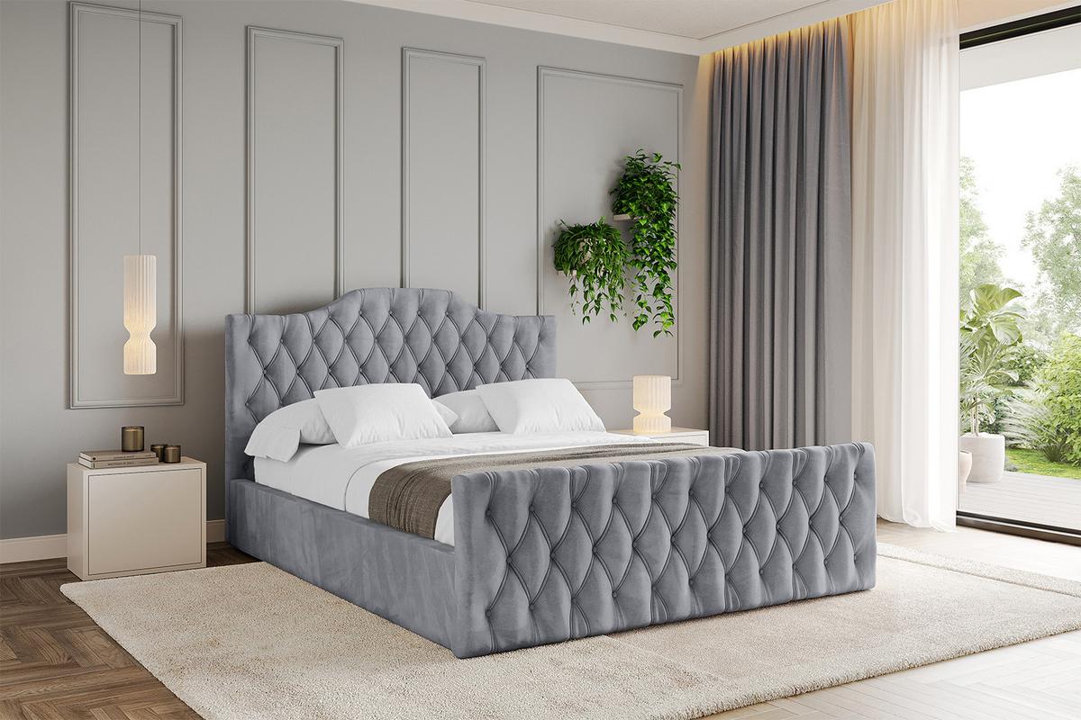 POLSTERBETT mit Bettkasten, Fußteil und Lattenrost, Boxbett mit Matratze H3/H4 - FALIO-Z 120x200 Hellgrau - Hellgrau, Holzwerkstoff/Textil (120/200cm) - ALTDECOR