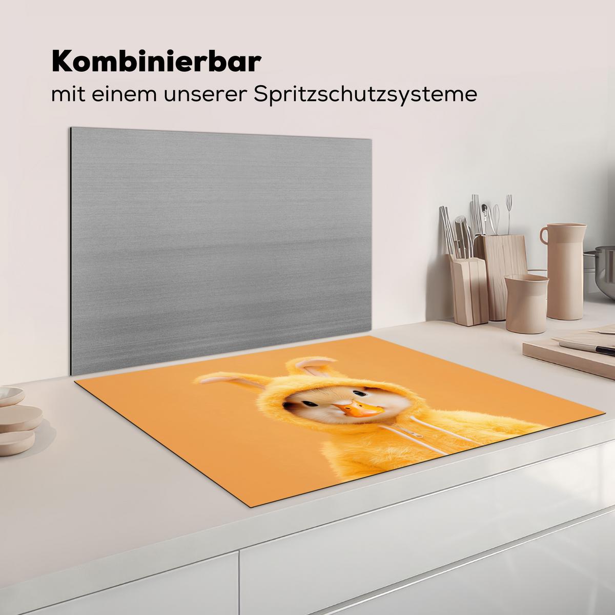 HERDABDECKPLATTE Osterhase - Kostüm - Ente Induktionsmatte 77x59 cm - Gelb, Kunststoff (77/59/0.2cm) - MuchoWow