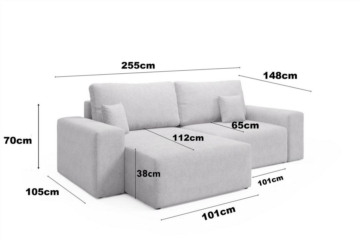 ECKSOFA Arona Xs Mit Schlaffunktion - Grün, Holzwerkstoff/Textil (148/255cm) - Fun Möbel