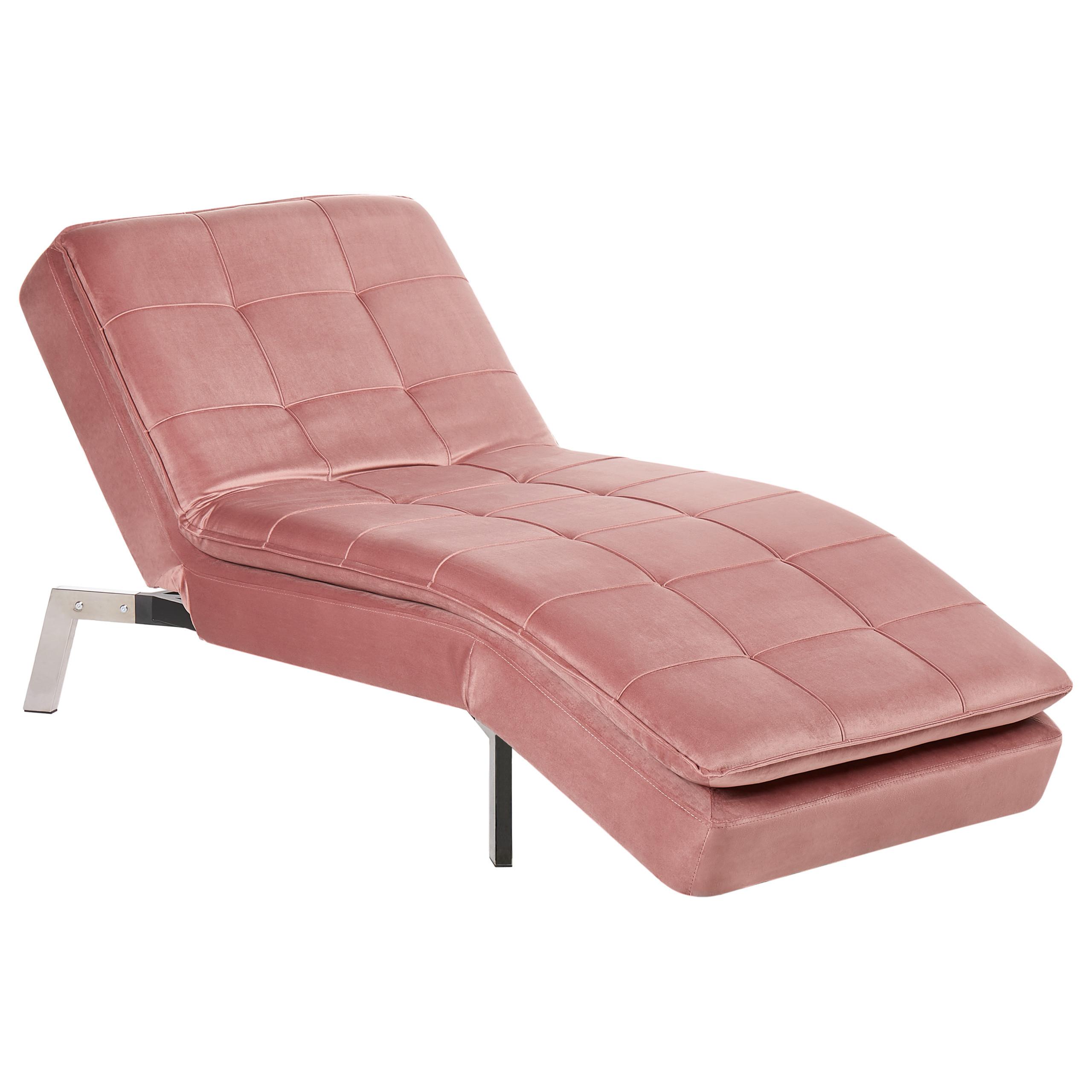 RELAXLIEGE Samtstoff rosa verstellbar Loiret - Pink/Silberfarben, Textil (179/93/76cm) - Beliani