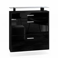 SCHUHSCHRANK Malea Front in Schwarz Hochglanz - Schwarz Hochglanz, Holzwerkstoff (89/96/23cm) - Vladon