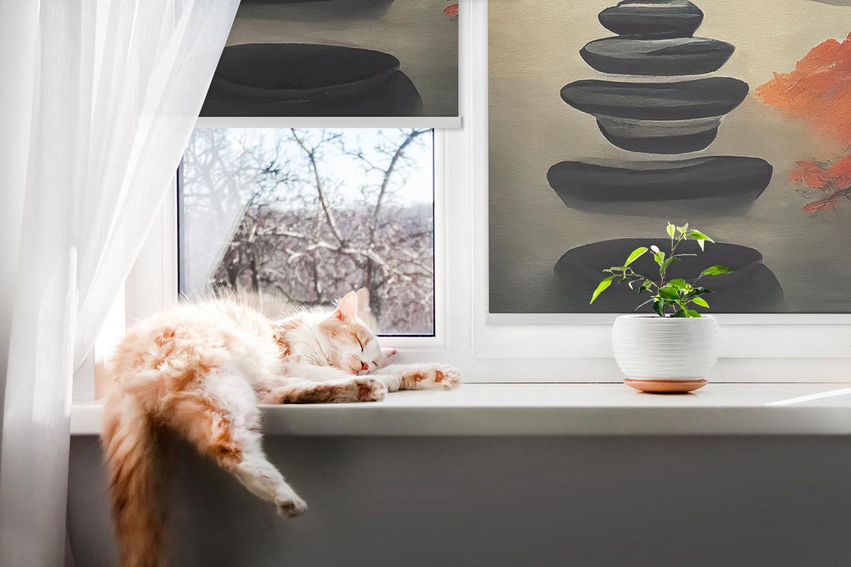 INNENROLLO - Fensterrollo - Rollo - 140x140 cm - Berg - Braun, Kunststoff (140/140/0.5cm) - TULUP