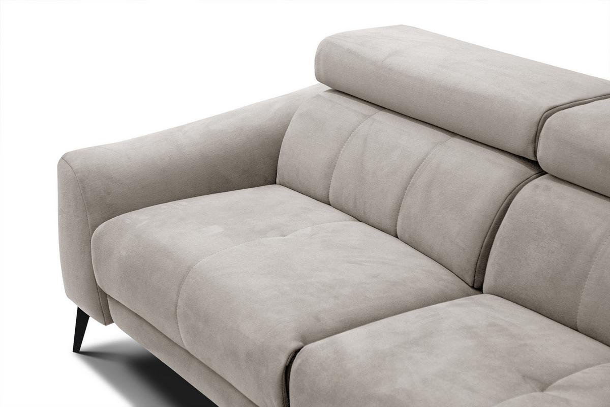 ECKSOFA LARS 5-Sitzer, 1 Relax, verstellbare Kopfstützen, beige - Beige/Schwarz, Holzwerkstoff/Textil (284/201cm) - Wozimo