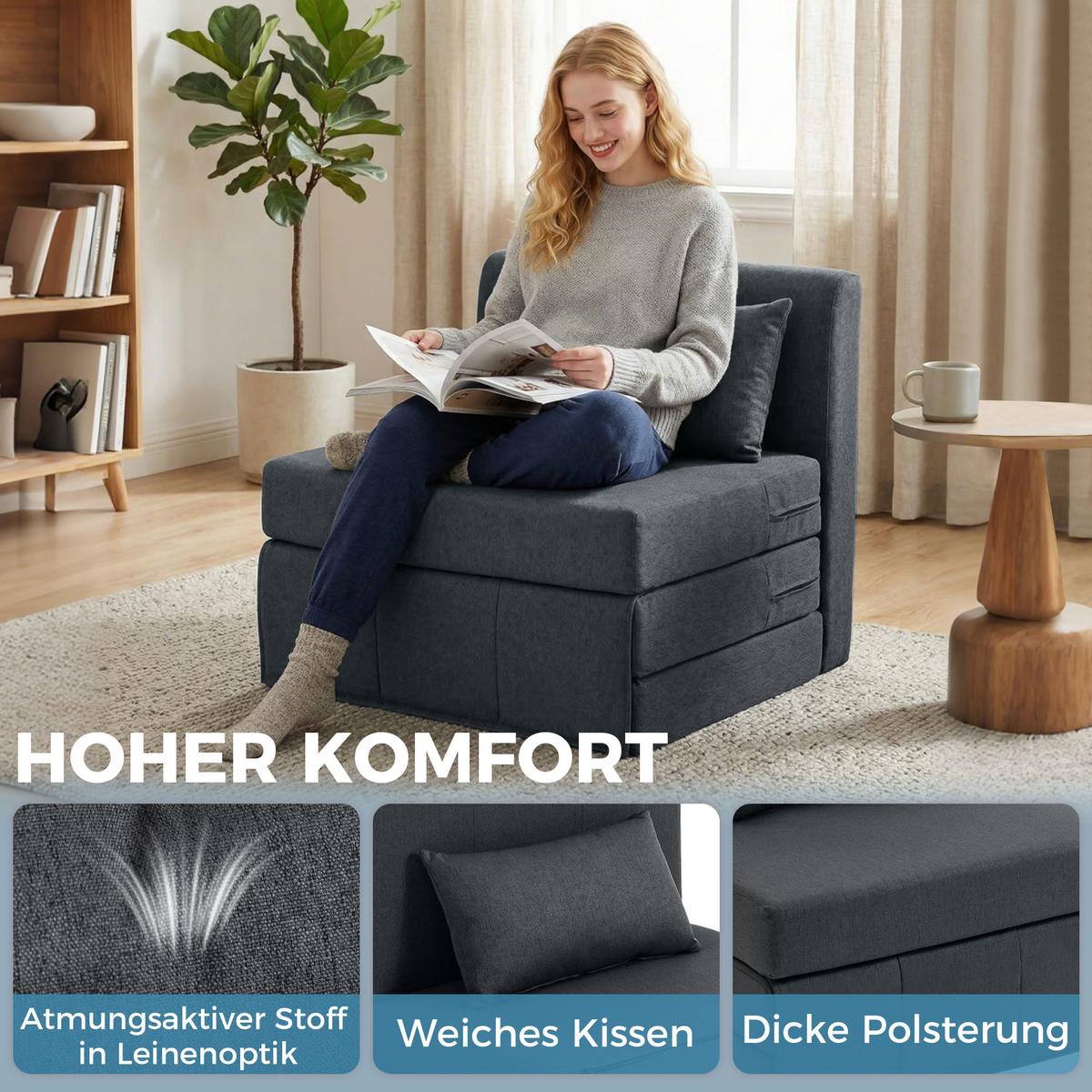 BODENSESSEL Polyester Schaumstoff Dunkelgrau - Dunkelgrau, Textil (75/74/80cm) - HOMCOM