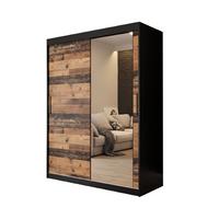 SCHWEBETÜRENSCHRANK 200/150/62 2-türig - Eichefarben/Schwarz, Holz/Kunststoff (150/200/62cm) - MÖBEL KRYSPOL