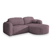 ECKSOFA AMILIA P R-S Lila Kordstoff mit Schlaffunktion - Lila, Holz (263/174cm) - MASSENO