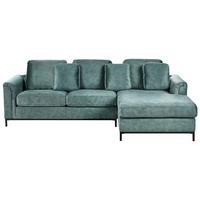 ECKSOFA 4-Sitzer Samtstoff Blaugrün linksseitig Oslo - Blau/Jadegrün, Textil (270/151cm) - Beliani