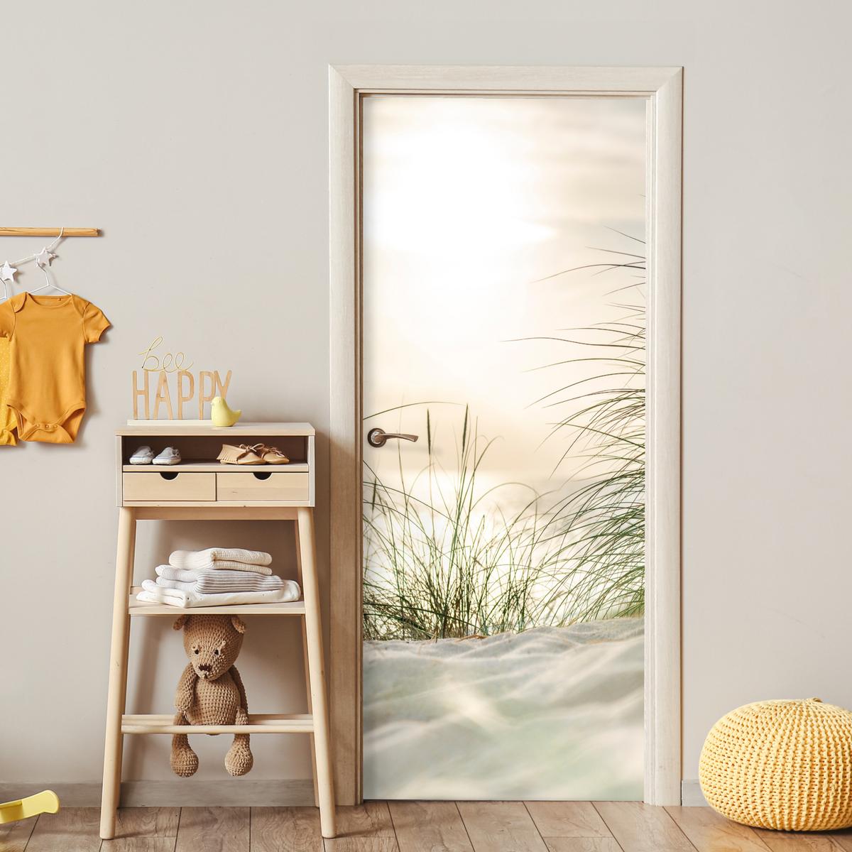 TÜRAUFKLEBER Dünen am Wattenmeer Fototapete 75x205 cm - Türtapete - Sandfarben, Kunststoff (75/0.1cm) - MuchoWow