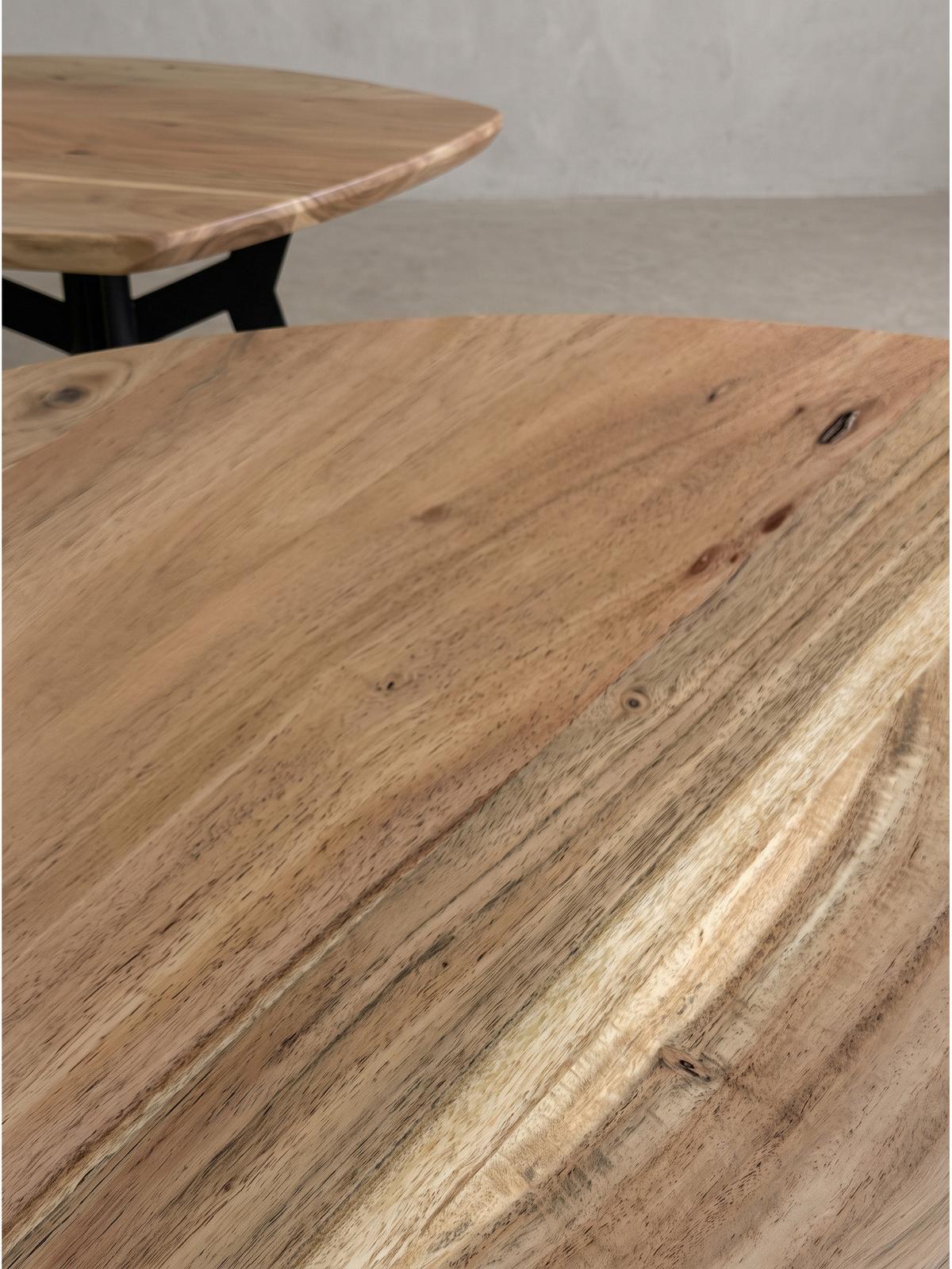 COUCHTISCH PIENZA, Akazie Massivholz, 87 x 50 x 36 cm - Schwarz/Akaziefarben, Holz/Metall (50/87/36cm) - KADIMA DESIGN