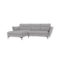 ECKSOFA Mira Hellgrau Samt-Stoff - Hellgrau/Schwarz, Textil/Metall (260/168cm) - S-Style Möbel