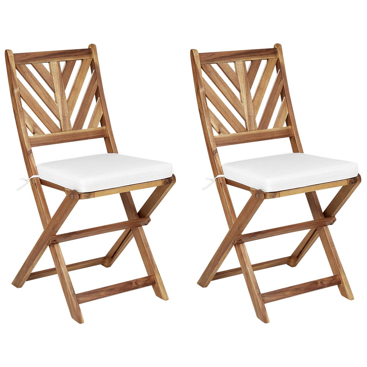 GARTENSTUHLKISSEN 2er-Set Cremeweiß 37/34 cm Terni - Weiß, Textil (37/5/34cm) - Beliani
