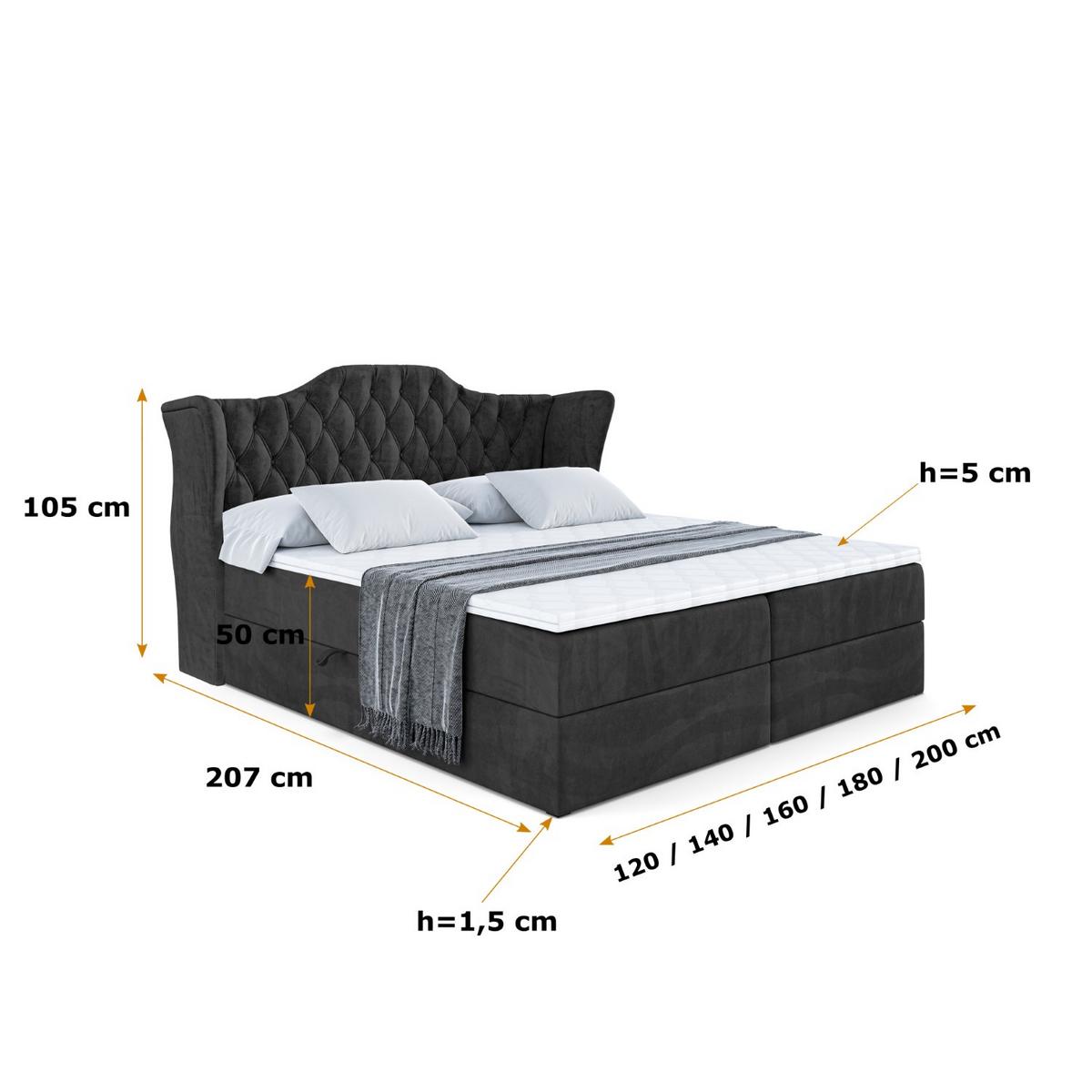 BOXBETT mit Matratze H4 und Lattenrost - VILA - 140x200 cm - H4 - Schwarz - Schwarz, Holzwerkstoff (140/200cm) - ALTDECOR