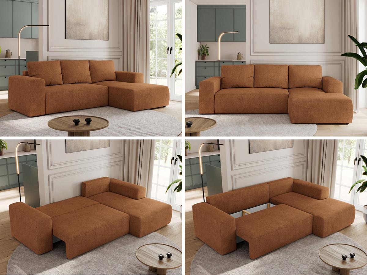 ECKSOFA TRENTINO L Orange Stukture - Rechts - Schwarz/Orange, Kunststoff/Textil (164/266cm) - MKS