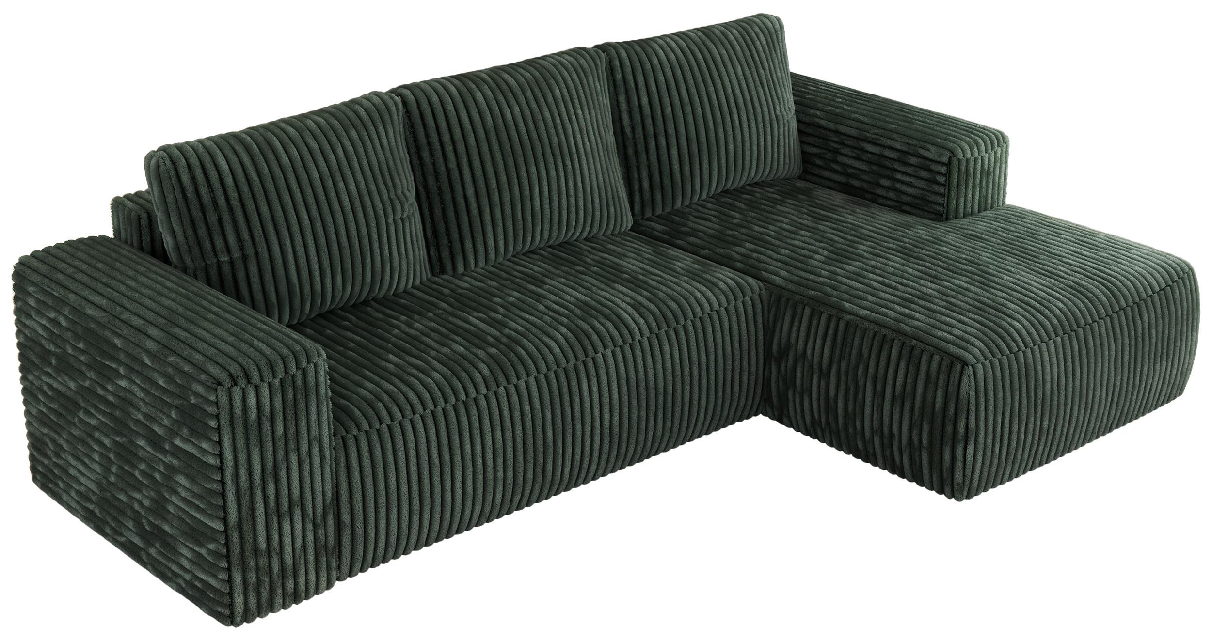 ECKSOFA TRENTINO L Grün Cord - Rechts - Schwarz/Grün, Kunststoff/Textil (164/266cm) - MKS