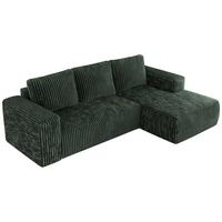 ECKSOFA TRENTINO L Grün Cord - Rechts - Schwarz/Grün, Kunststoff/Textil (164/266cm) - MKS
