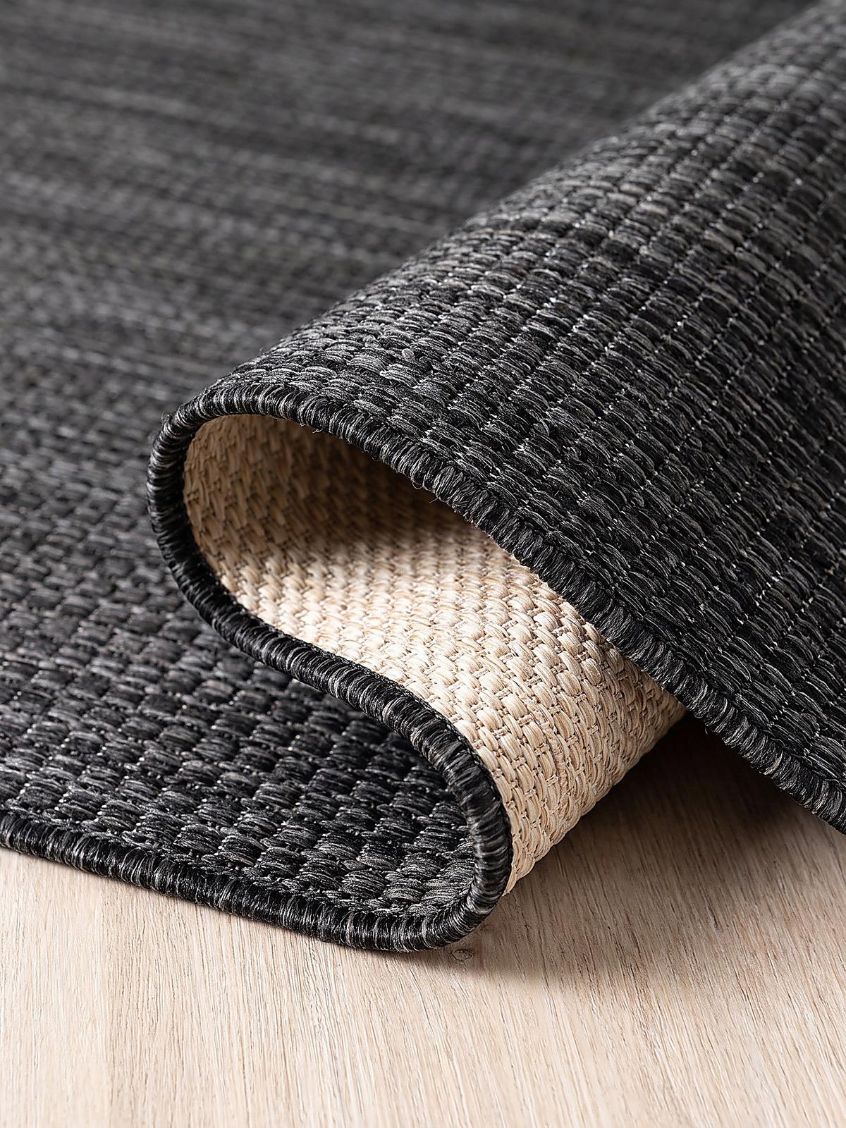 TEPPICH Flachgewebe, Outdoor, Fußbodenheizung-geeignet, VIGOLENO in Anthrazit, Ø 120 cm - Anthrazit, Textil (120/120cm) - KADIMA DESIGN