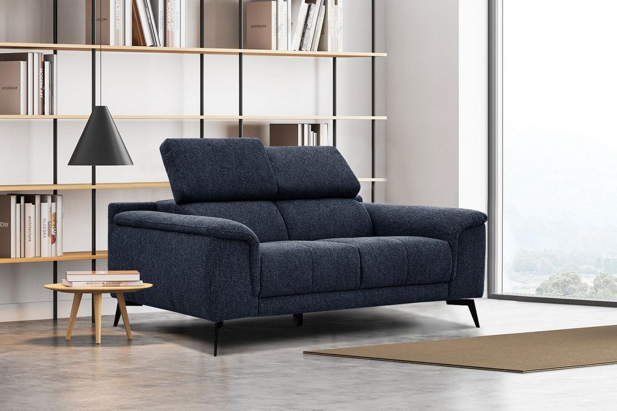 SOFA FIERO 2-Sitzer, dunkelblau - Schwarz/Dunkelblau, Holzwerkstoff/Textil (170/82/103cm) - Wozimo