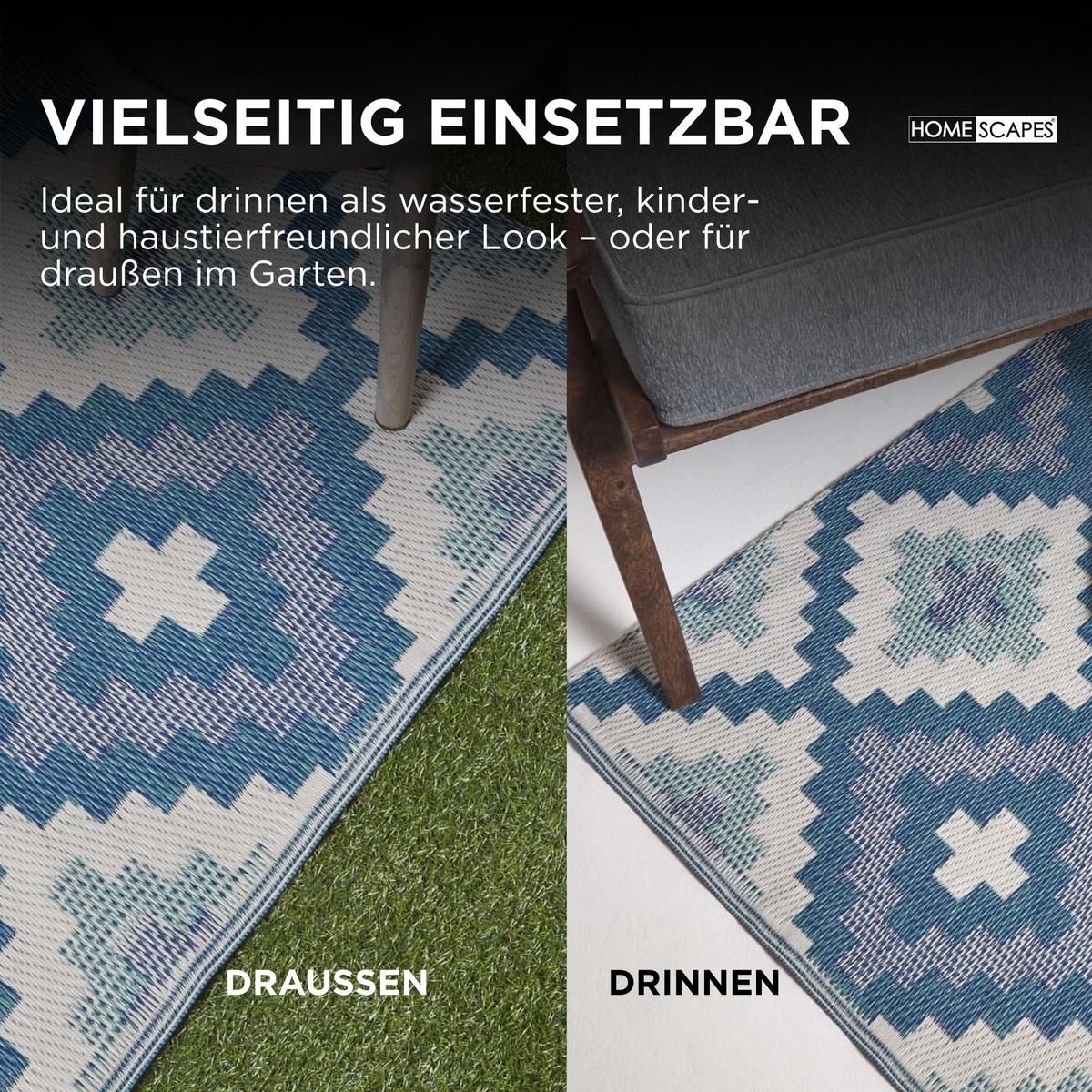 OUTDOORTEPPICH Mia, geometrisch gemustert 120/180 cm - Blau, Kunststoff (120/180cm) - Homescapes
