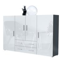 HIGHBOARD Nora Türen in Weiß Hochglanz - Weiß Hochglanz, Holzwerkstoff (166/106/35cm) - Vladon