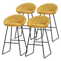 BARHOCKER 4er Set Senf mit Stoffbezug - Currygelb/Schwarz, Metall (56/94/50cm) - ML-DESIGN