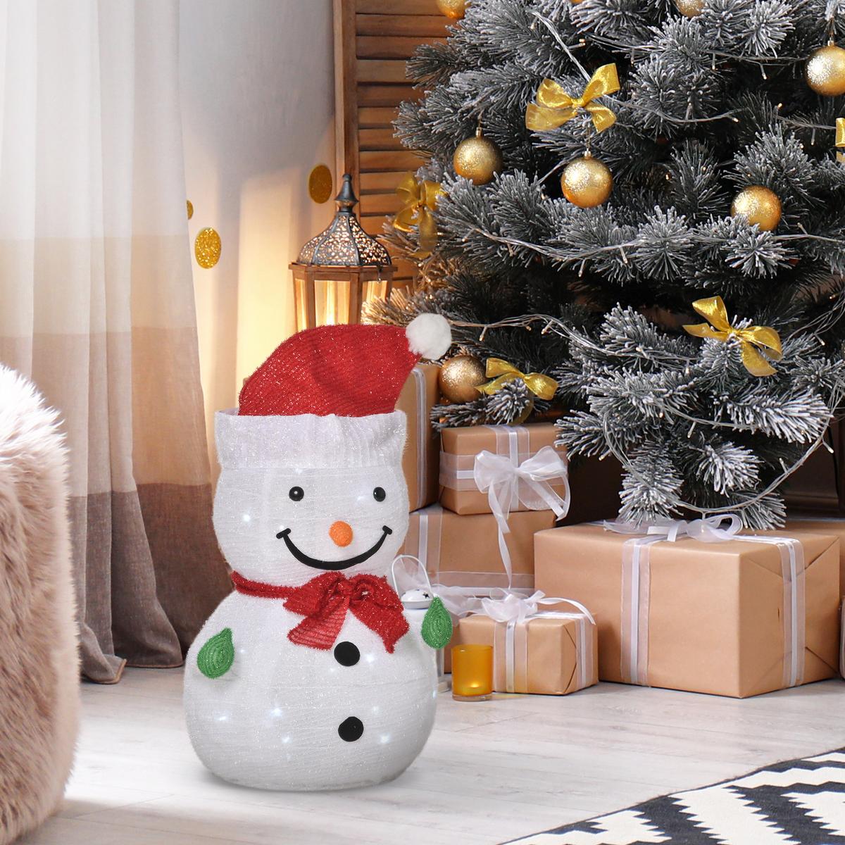 SCHNEEMANN Weihnachtsdekoration mit LED-Lichter Modell Dekoration Polyester - Rot/Weiß, Kunststoff (30/51/30cm) - Outsunny