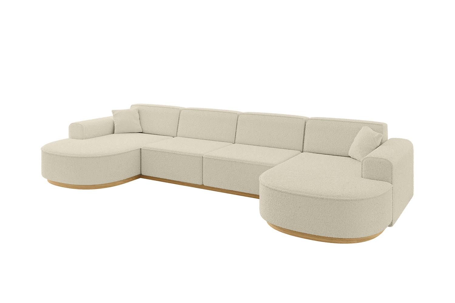 WOHNLANDSCHAFT MARI-U2-v2 - 388x171x83 cm Beige Bouclé - Beige, Holzwerkstoff/Textil (388/83/171cm) - ALTDECOR