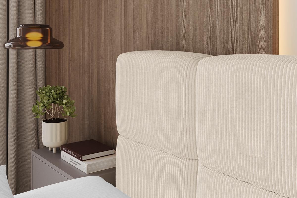 POLSTERBETT mit Bettkasten und Lattenrost, Bett mit Kopfteil, Boxbett ohne Matratze, Doppelbett mit Stauraum - NATA 120x200 Beige - Schieferfarben, Holzwerkstoff/Textil (120/200cm) - ALTDECOR