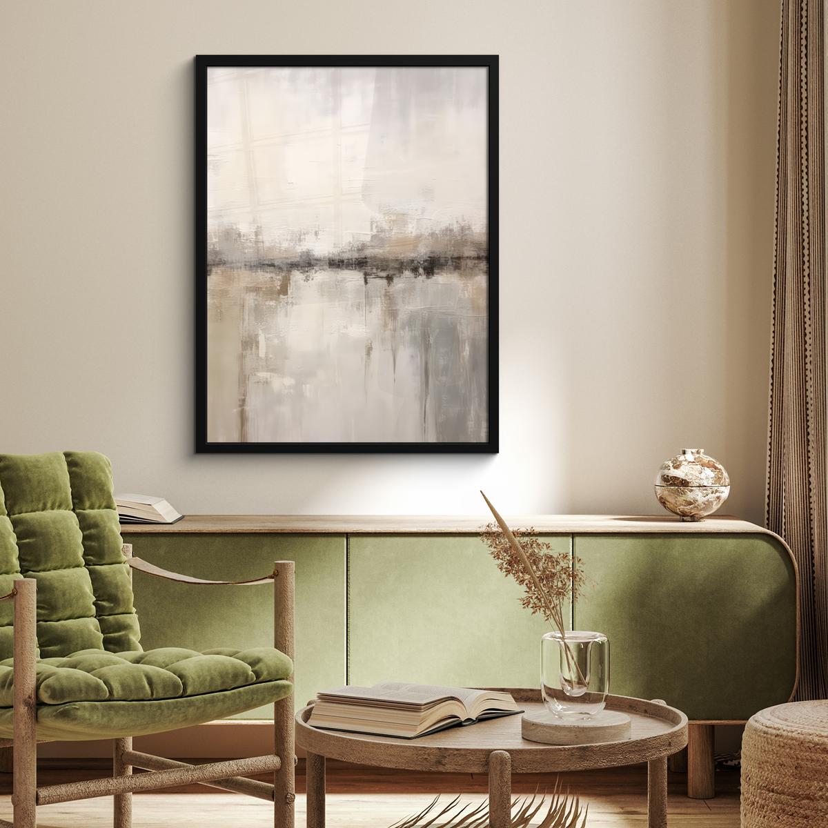 POSTER MIT RAHMEN Moderne Kunst - Abstrakt - Beige Posterleiste 60x80 cm - Beige, Papier (60/80cm) - MuchoWow