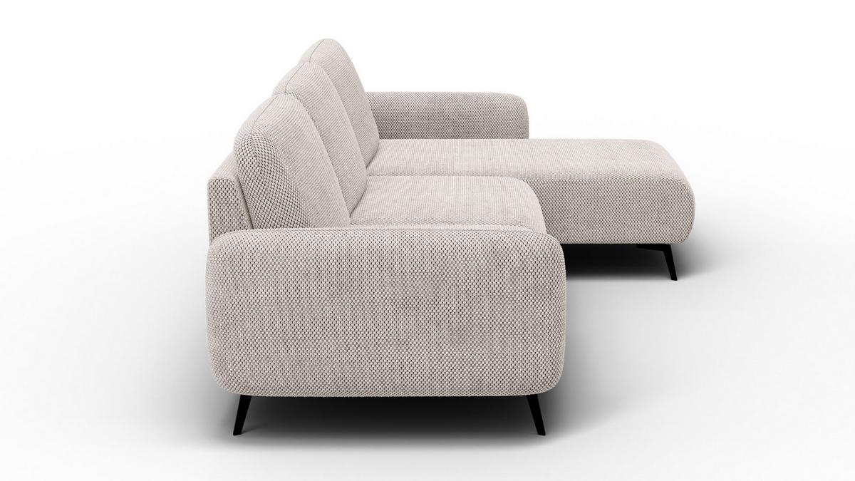 ECKSOFA FEBE 4-Sitzer rechts, beige - Beige/Schwarz, Holz/Textil (264/157cm) - Wozimo