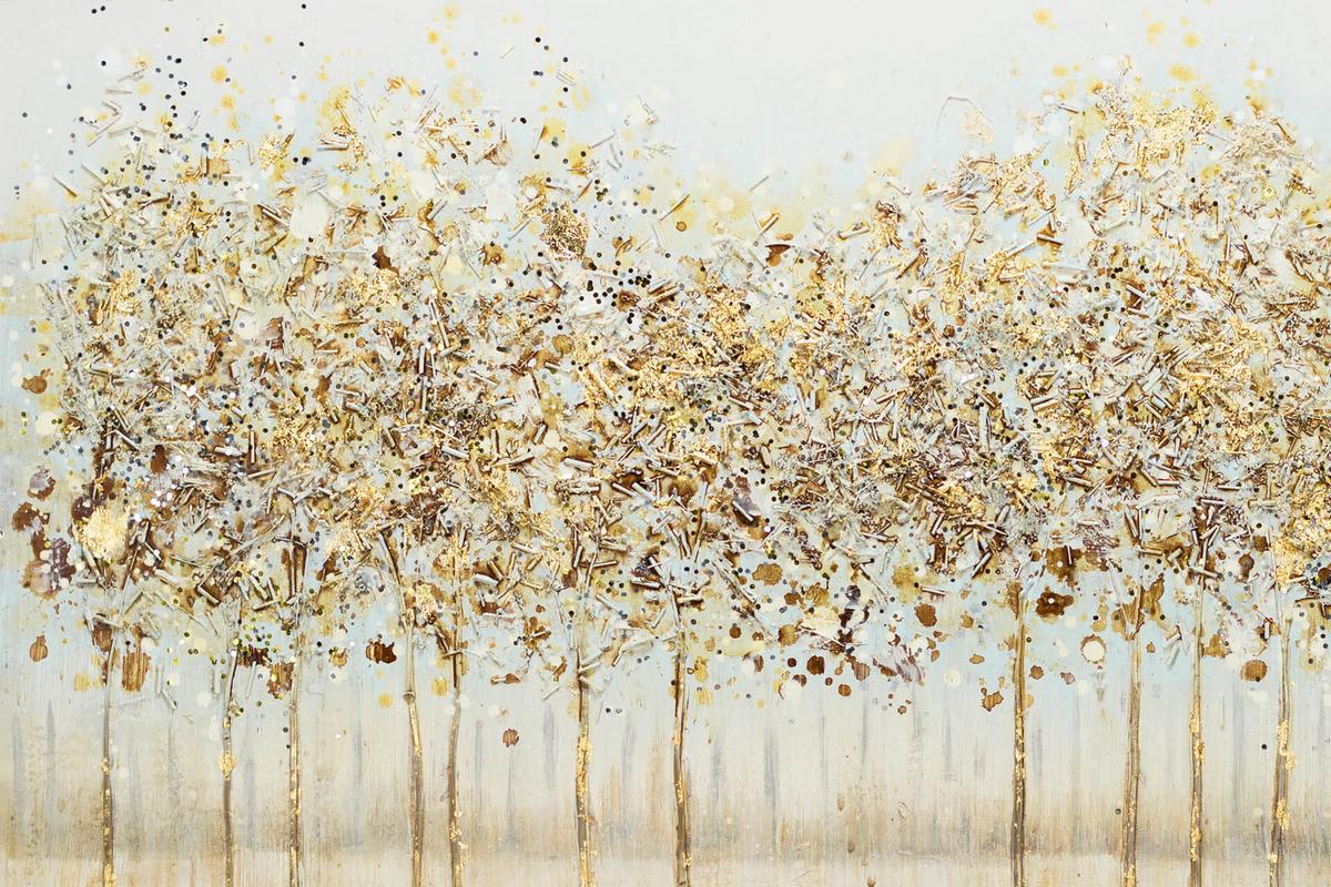 ACRYLBILD HANDGEMALT 100/75 cm - Goldfarben/Kupferfarben, Holz/Textil (100/75cm) - KUNSTLOFT